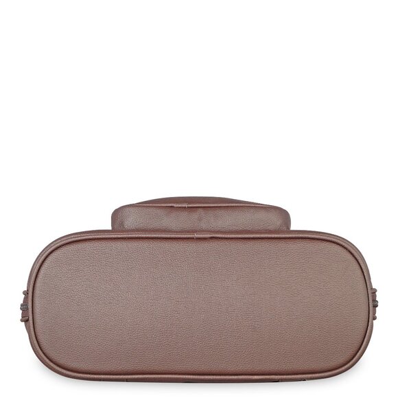 Ladies’ Brown Vegan Leather Backpack – Top Handle Daypack - Picture 6 of 10